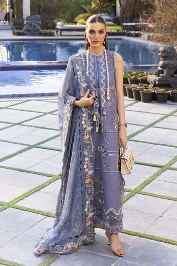 Floral Serenity D1B deep periwinkle suit Crimson Lawn 2026 Pakistanimoda