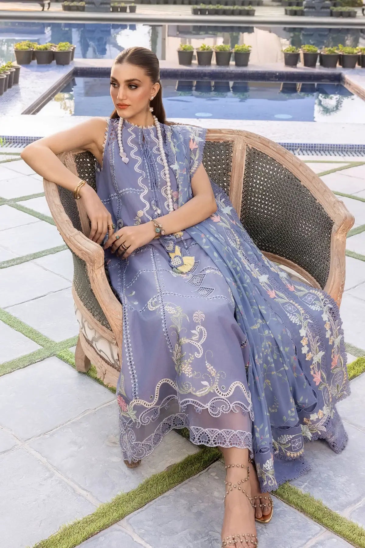 Floral Serenity D1B deep periwinkle suit Crimson Lawn 2026 Pakistanimoda