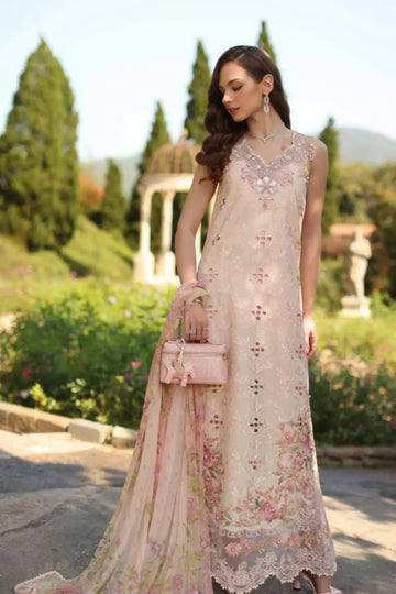 Florine D7-A pink luxury lawn ready to wear suit by Saadia Asad Noor Luxury Eid Schiffli ’26