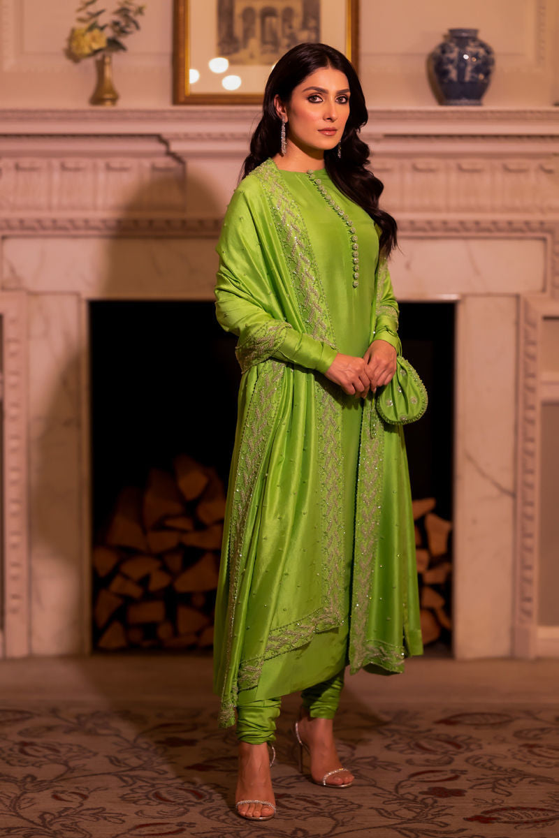 Forest Chic - Beautiful Apple Green Color Dress Pakistani Moda Forest Chic - Beautiful Apple Green Color Dress Pakistani Moda