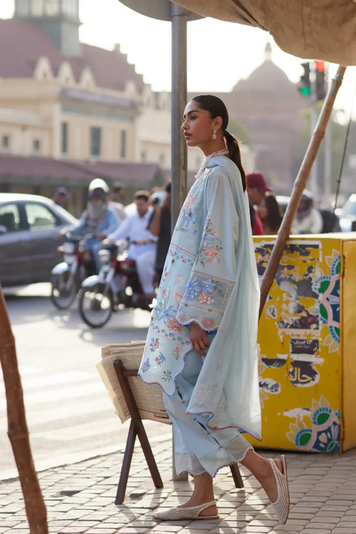 Zaha Forget Me Not Breeze ZF26-10 blue stitched lawn 3PC suit with floral embroidery and soft dupatta