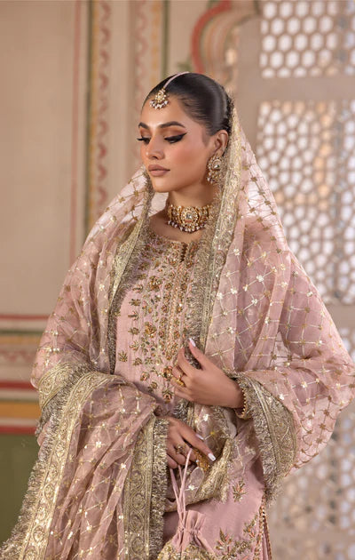 Freya- Designer Dusty Tea Pink Gharara Outfit By-Maya Pret-A-Porter