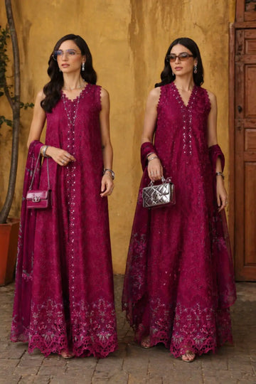 Fuchia Élégance D4 by Saadia Asad Fuschia Berry stitched lawn 3PC with embroidery and chiffon dupatta