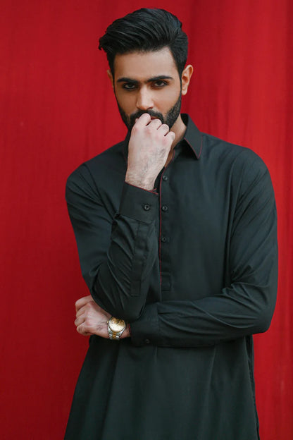 G-05- Black Wash & Wear Casual Men’s Stitched Suit