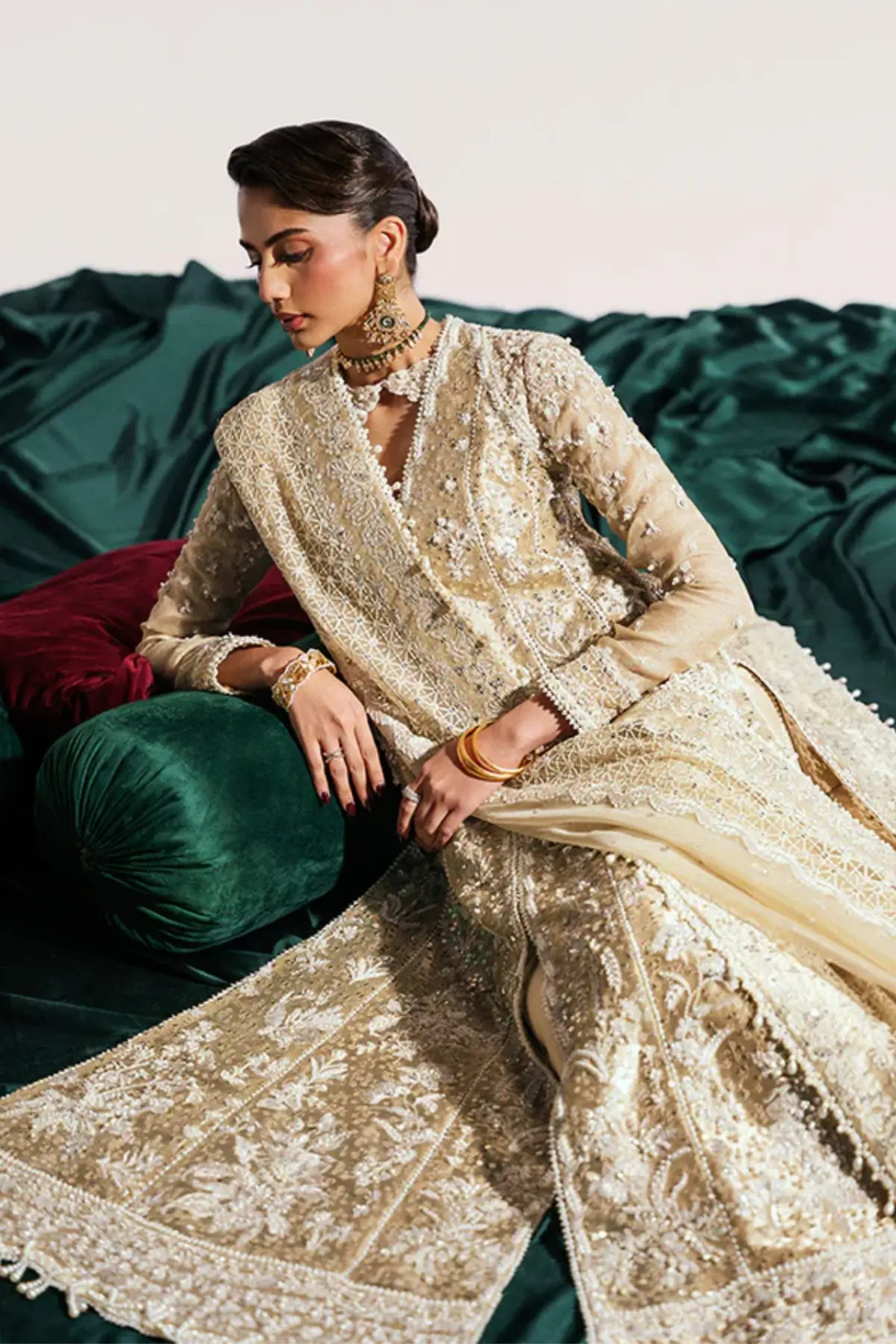 GULRAIZ by Suffuse gold stitched tissue silk formal outfit with zari net dupatta and heavy embellishment for weddings