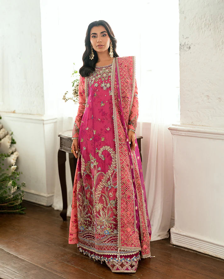 Geet Gulabi by Mushq Shocking Pink Embroidered Chiffon Stitched Nikah Outfit – Shop Pakistanimoda.com