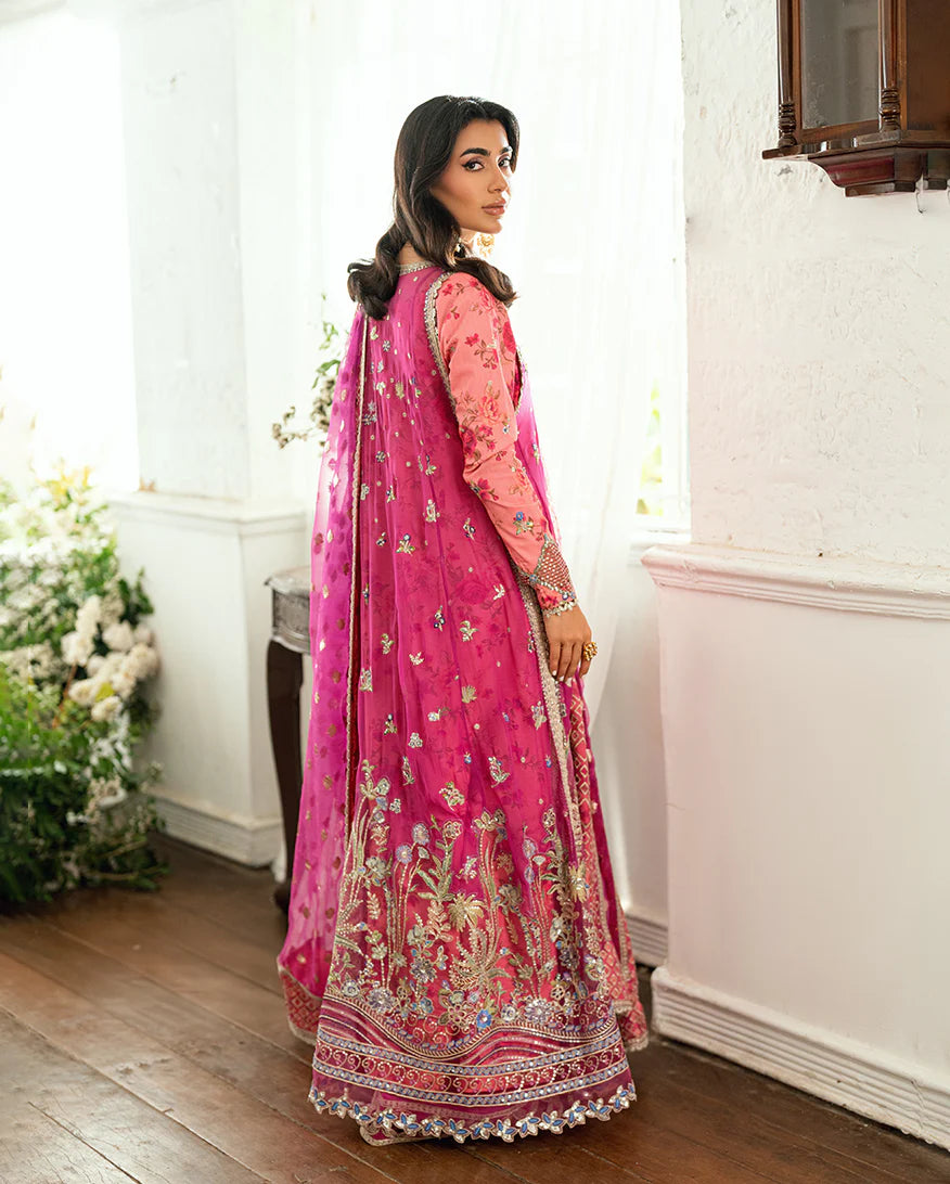 Geet Gulabi by Mushq Shocking Pink Embroidered Chiffon Stitched Nikah Outfit – Shop Pakistanimoda.com