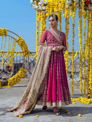 Ghazala - Pink Anarkali Frock By Faiza Saqlain