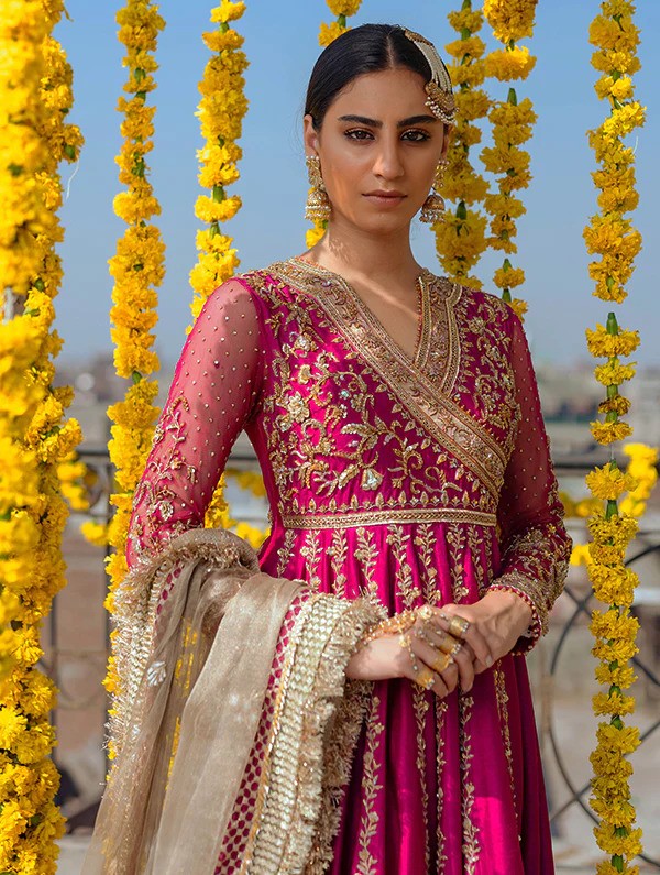 Ghazala - Pink Anarkali Frock By Faiza Saqlain