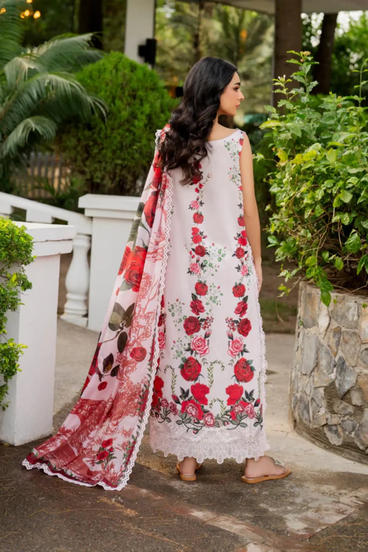 Gilded Rose MSSL-05 by Asifa & Nabeel red stitched lawn 3PC from Meraki Summer 26