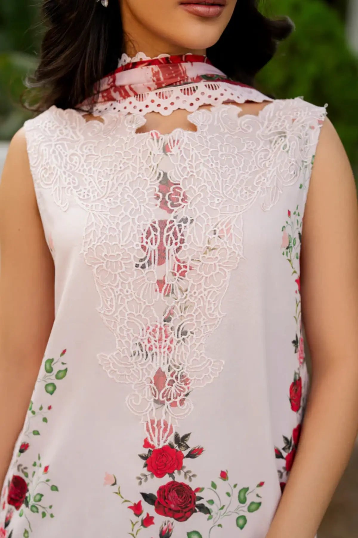 Gilded Rose MSSL-05 by Asifa & Nabeel red stitched lawn 3PC from Meraki Summer 26