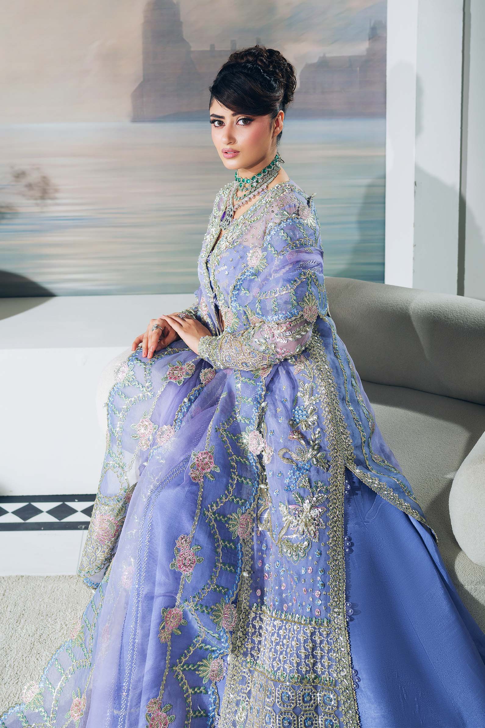 Maryam Hussain Giya – Lavender Formal Outfit for Weddings Online