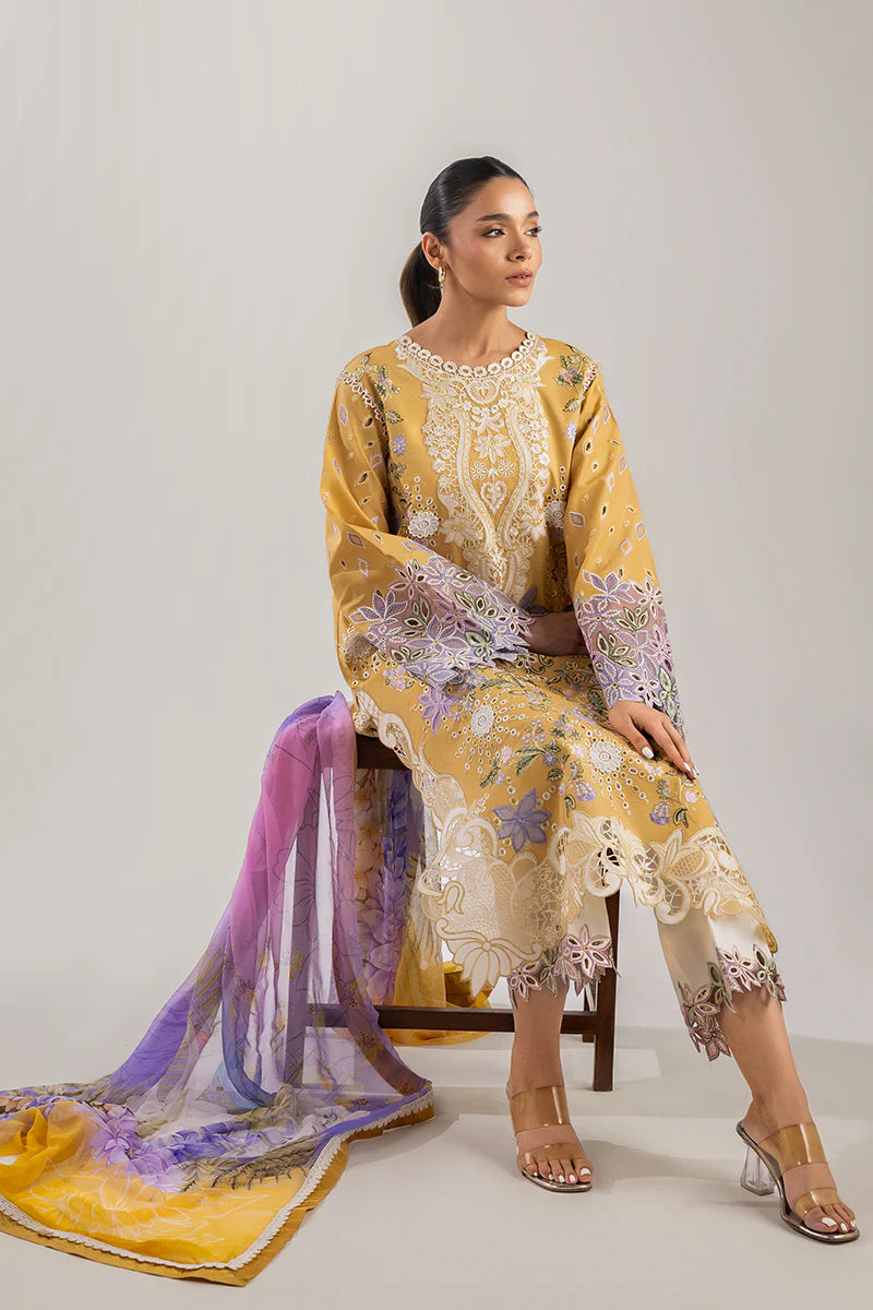 Gold Glow- Gold Manaram Luxury lawn Outfit By- Mushq