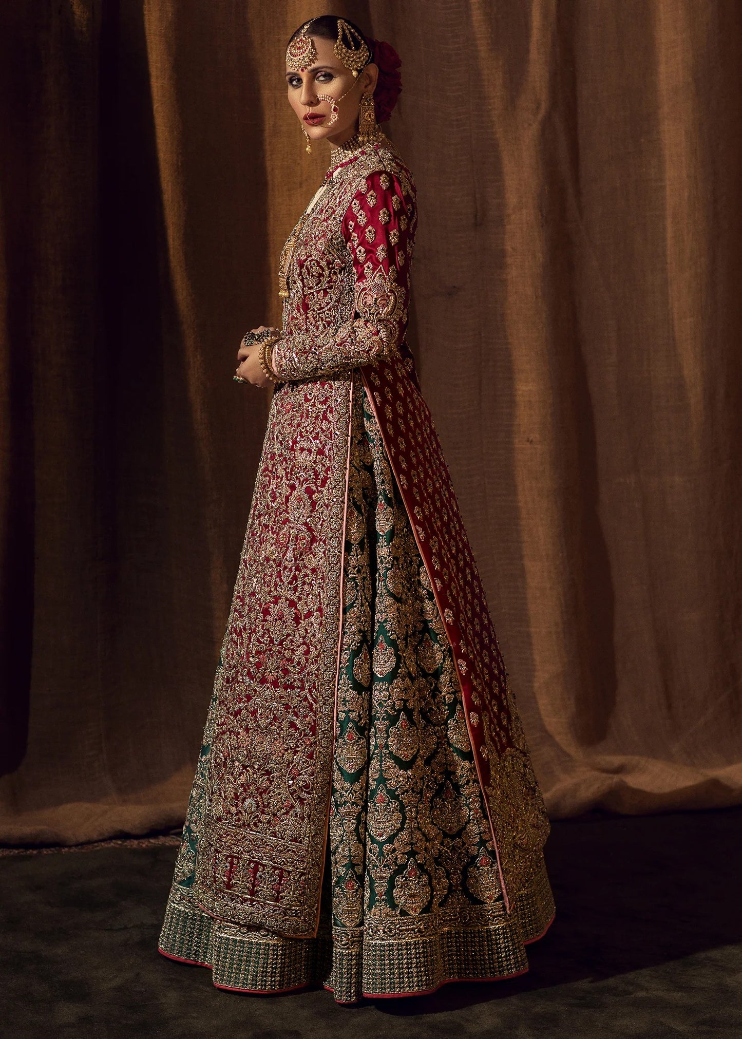 Golden Aura Beautiful Bridal Lehenga By Hussain Rehar