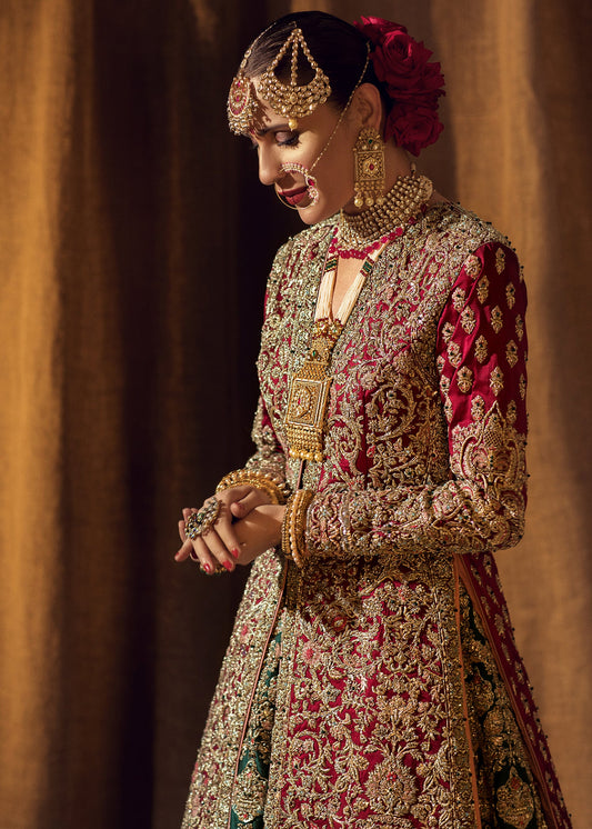 Golden Aura Beautiful Bridal Lehenga By Hussain Rehar