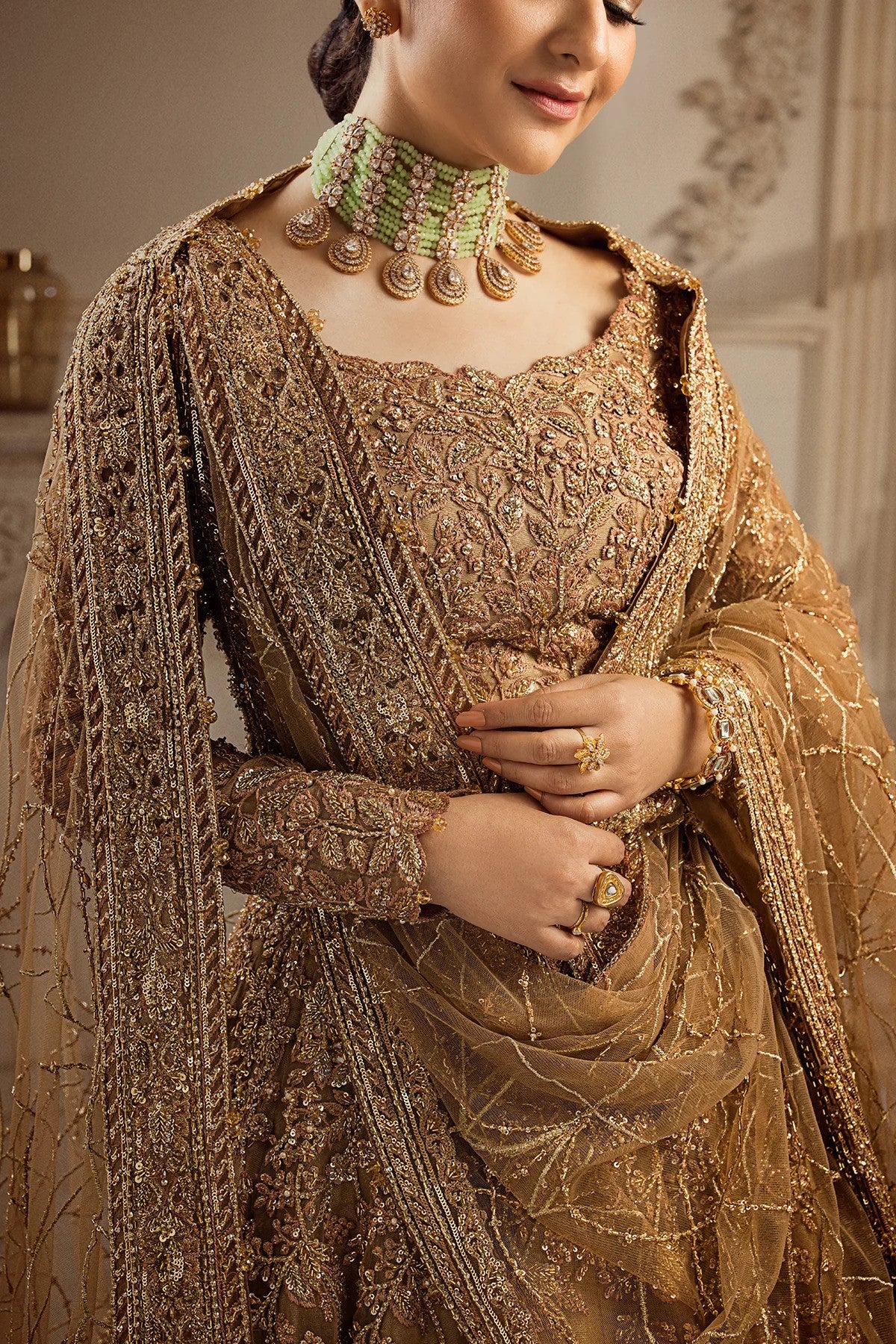 Golden Girl - Beautiful Bridal Lehenga Choli By Erum Khan