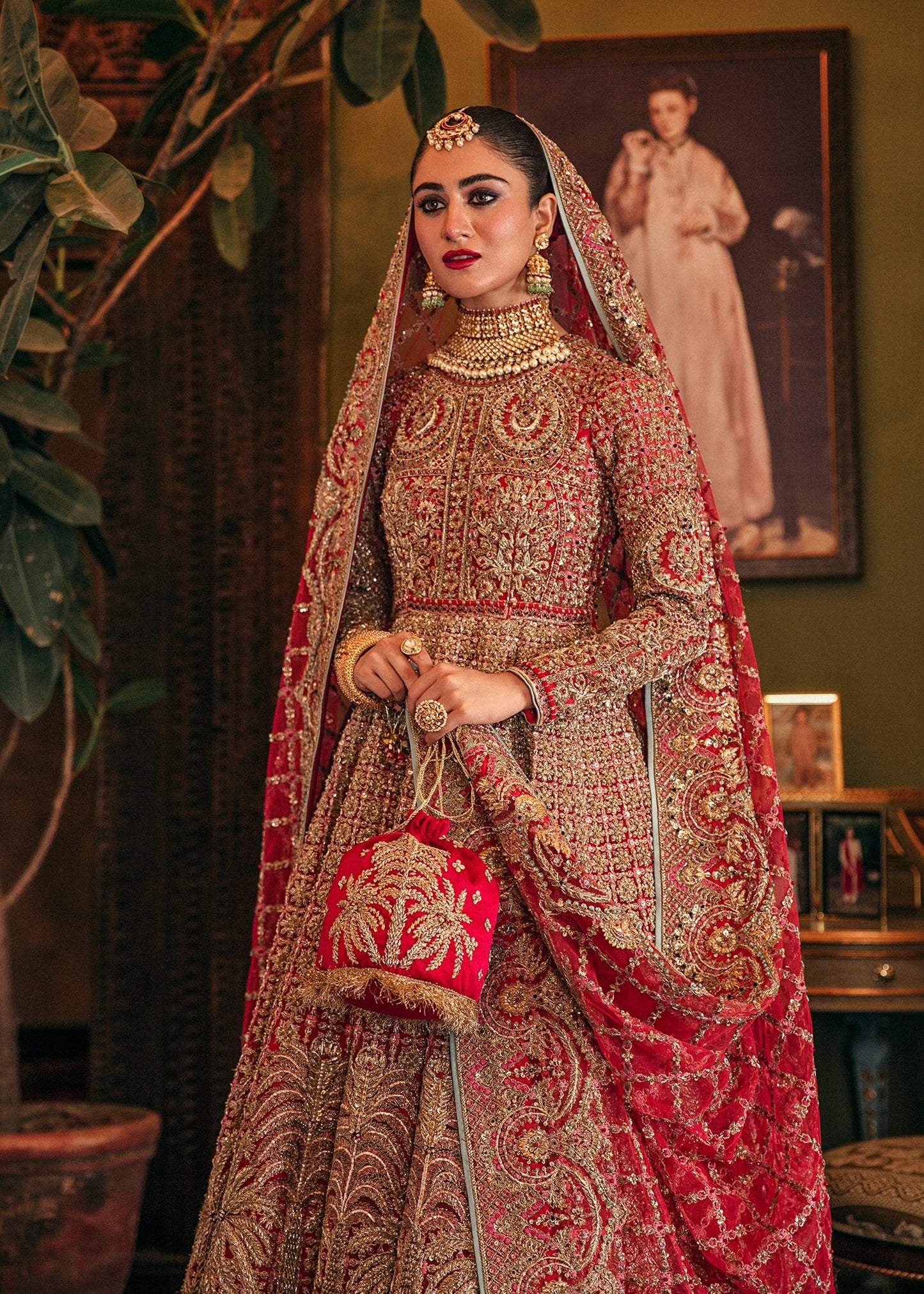 Golden Scarlet Beautiful Bridal Lehenga By Hussain Rehar