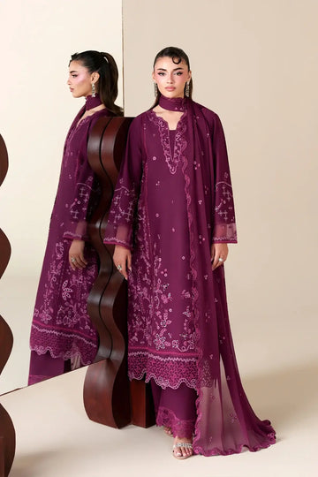 Grovy Garnet by Azure magenta stitched luxury lawn 3PC suit with embroidered shirt chiffon dupatta and trousers