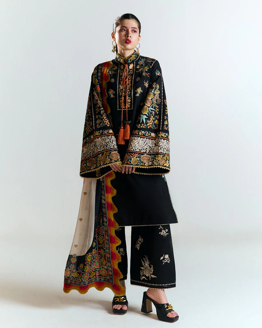 Gulbar-Vibrant color contrast outfit with embroidered culottes