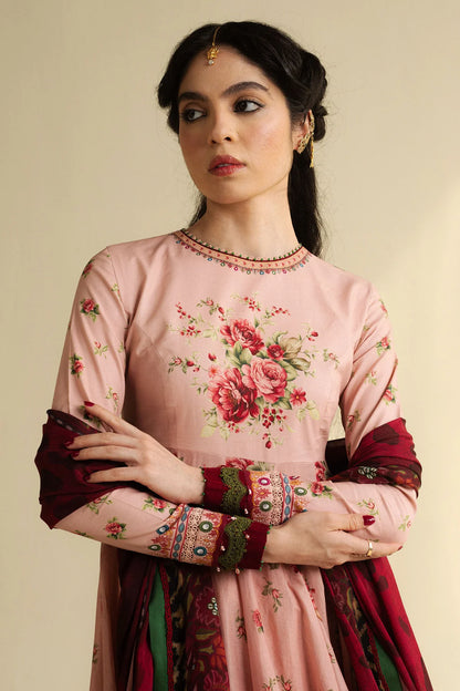 Gulnaar-D5-Vintage Mughal-inspired Pima-Lawn outfit with high neckline by-Zara shahjahan