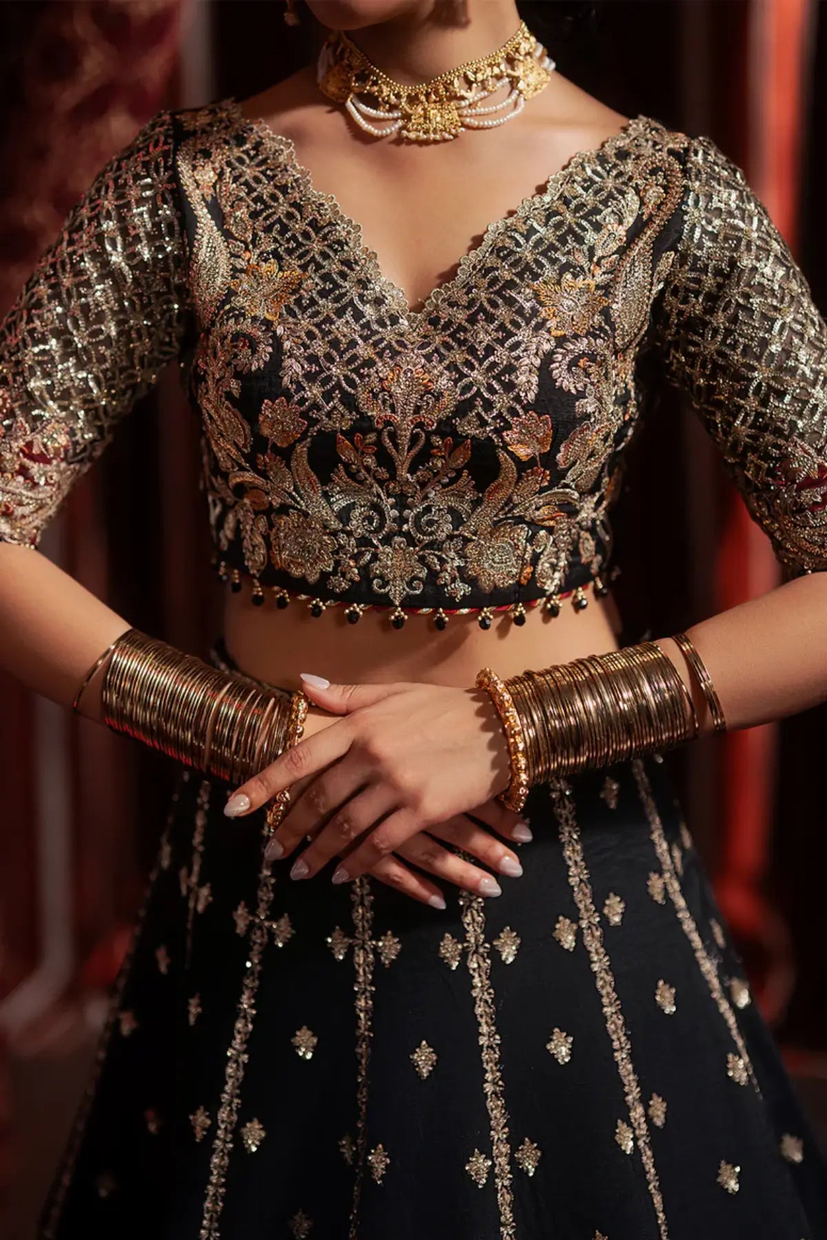 Gulraiz Afrozeh black raw silk lehenga choli DIVANI 2025 Pakistani bridal wear stitched Pakistanimoda