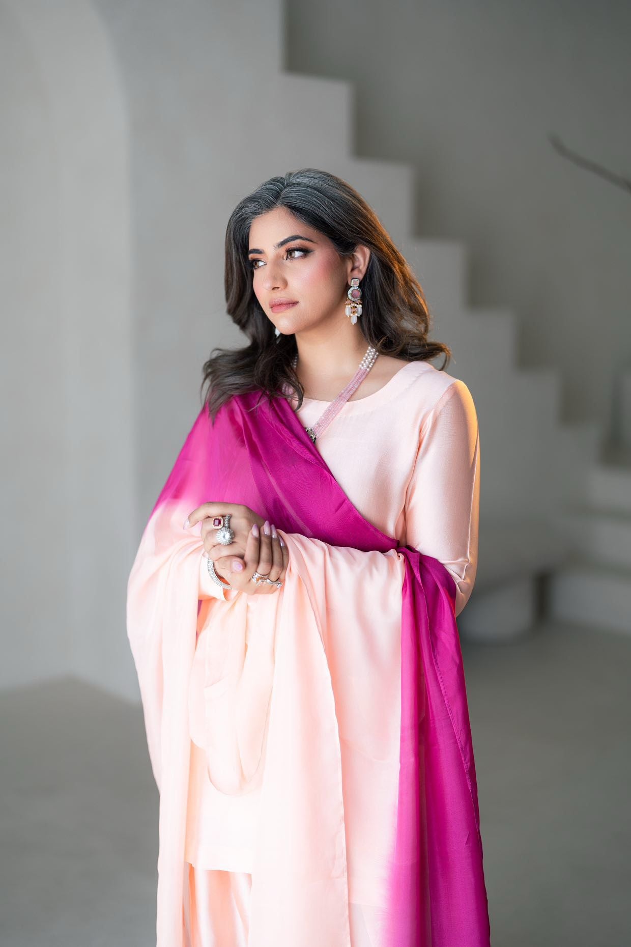 Gulrosh- Handcrafted Peach Frshishlwar Ensemble for Evening Events