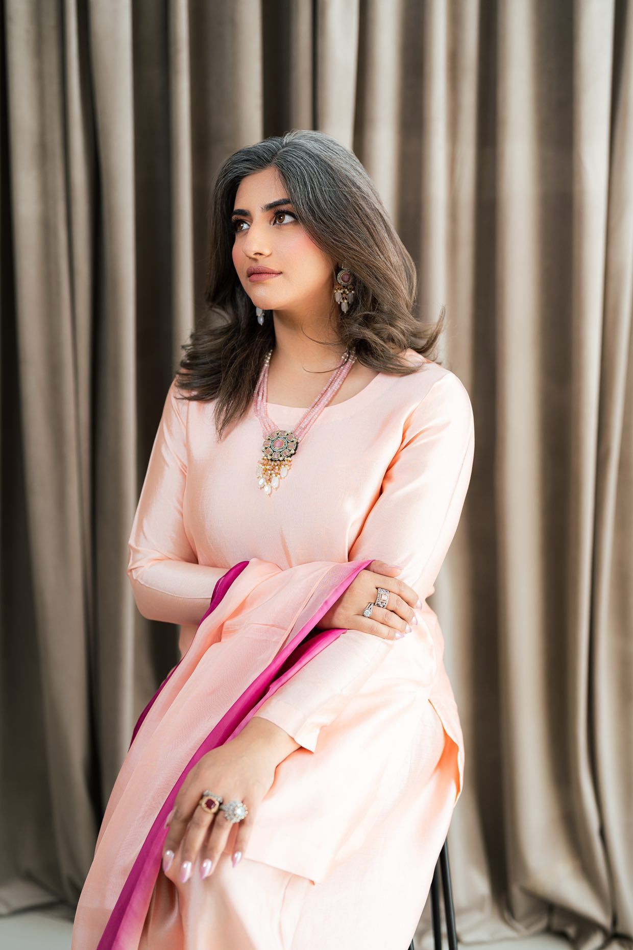 Gulrosh- Handcrafted Peach Frshishlwar Ensemble for Evening Events