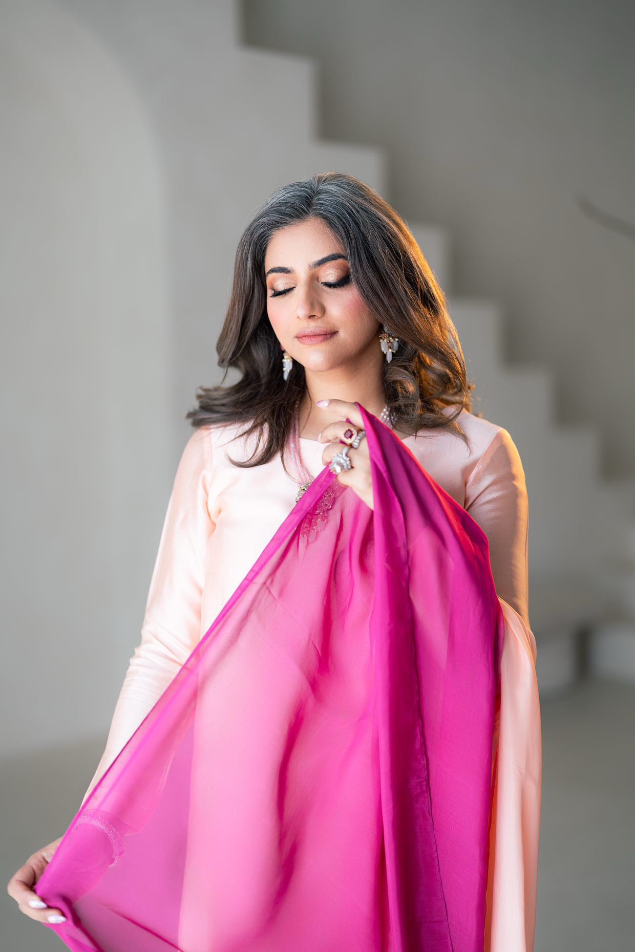 Gulrosh- Handcrafted Peach Frshishlwar Ensemble for Evening Events