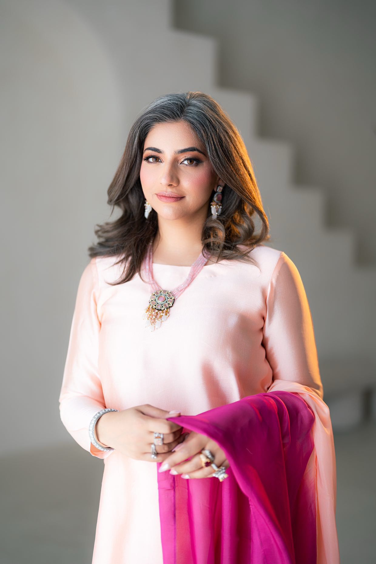 Gulrosh- Handcrafted Peach Frshishlwar Ensemble for Evening Events