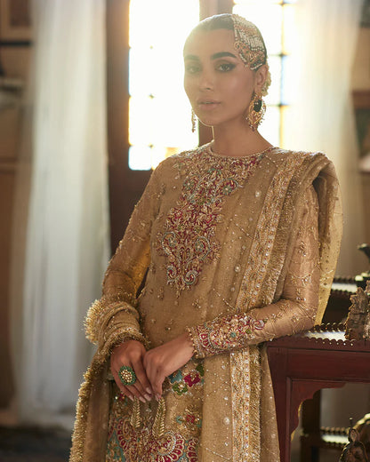 Gurleen-Embellished tissue shirt with Gharara-By-Faiza Saqlain