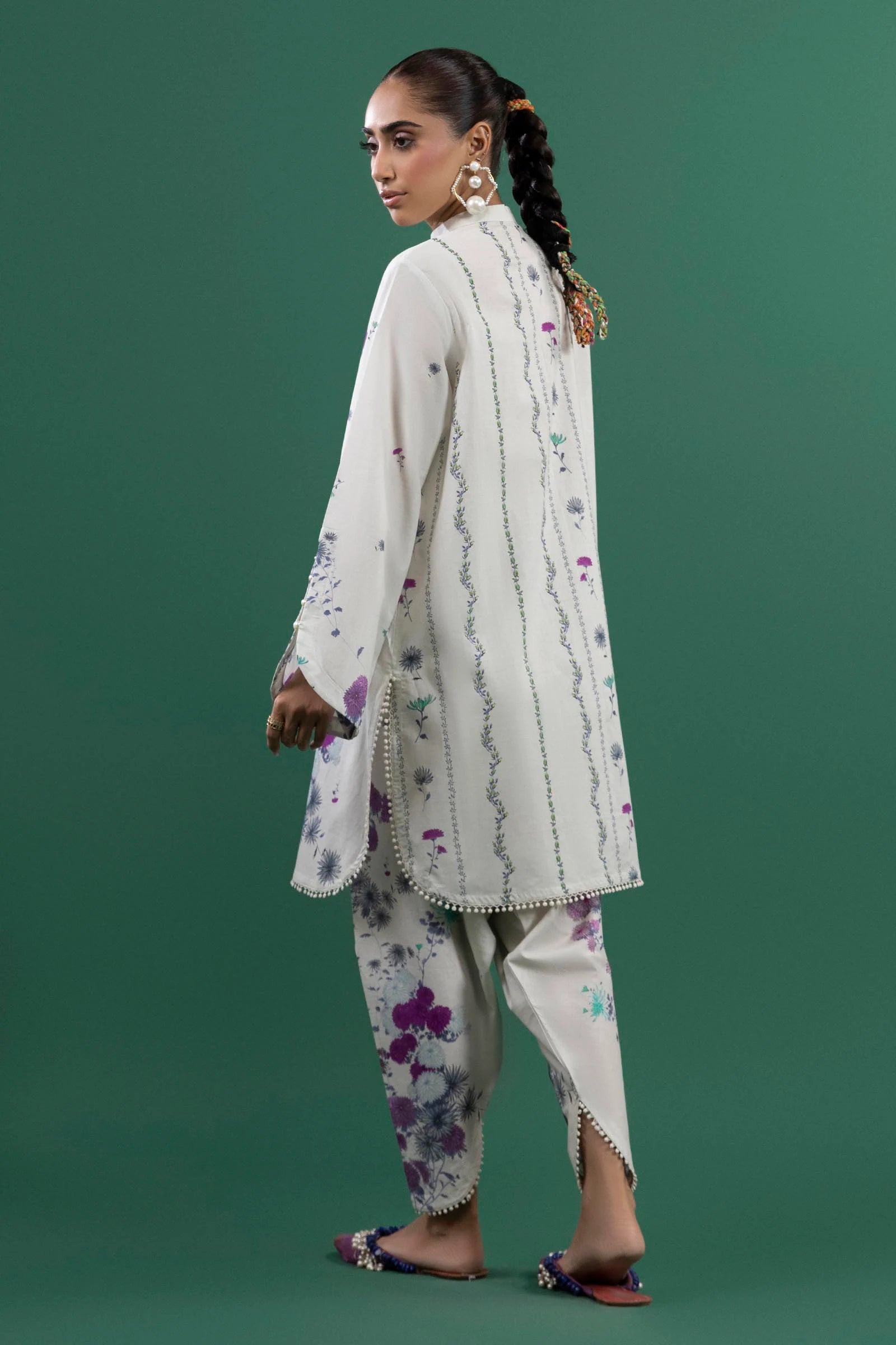 H253-006A-2C – Mahay grey stitched lawn suit with chiffon dupatta and cambric pants – Summer outfit for Pakistani women in UK, USA, and Canada
