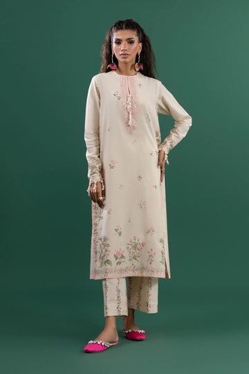 Mahay H253-007A-2C stitched lawn outfit with pink chiffon dupatta and cambric pants – Soft tone suit for Pakistani women in UK & USA