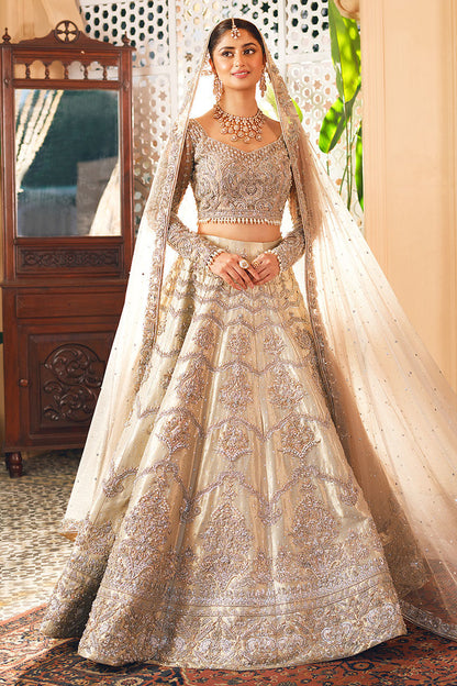 Halyah-Designer Silver Tissue  Bridal Lehenga & Blouse