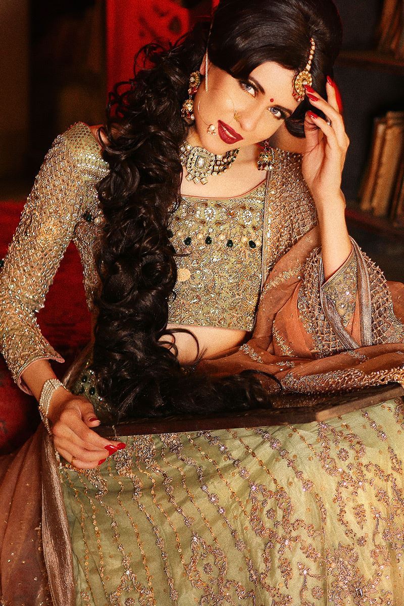 Happy Oculus-Pistachio Green Pakistani Bridal Lehenga