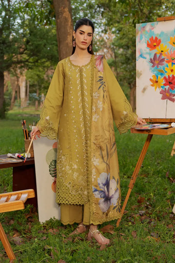 Olive Haya stitched lawn embroidered 3PC suit with dupatta Eid wear Rang Rasiya