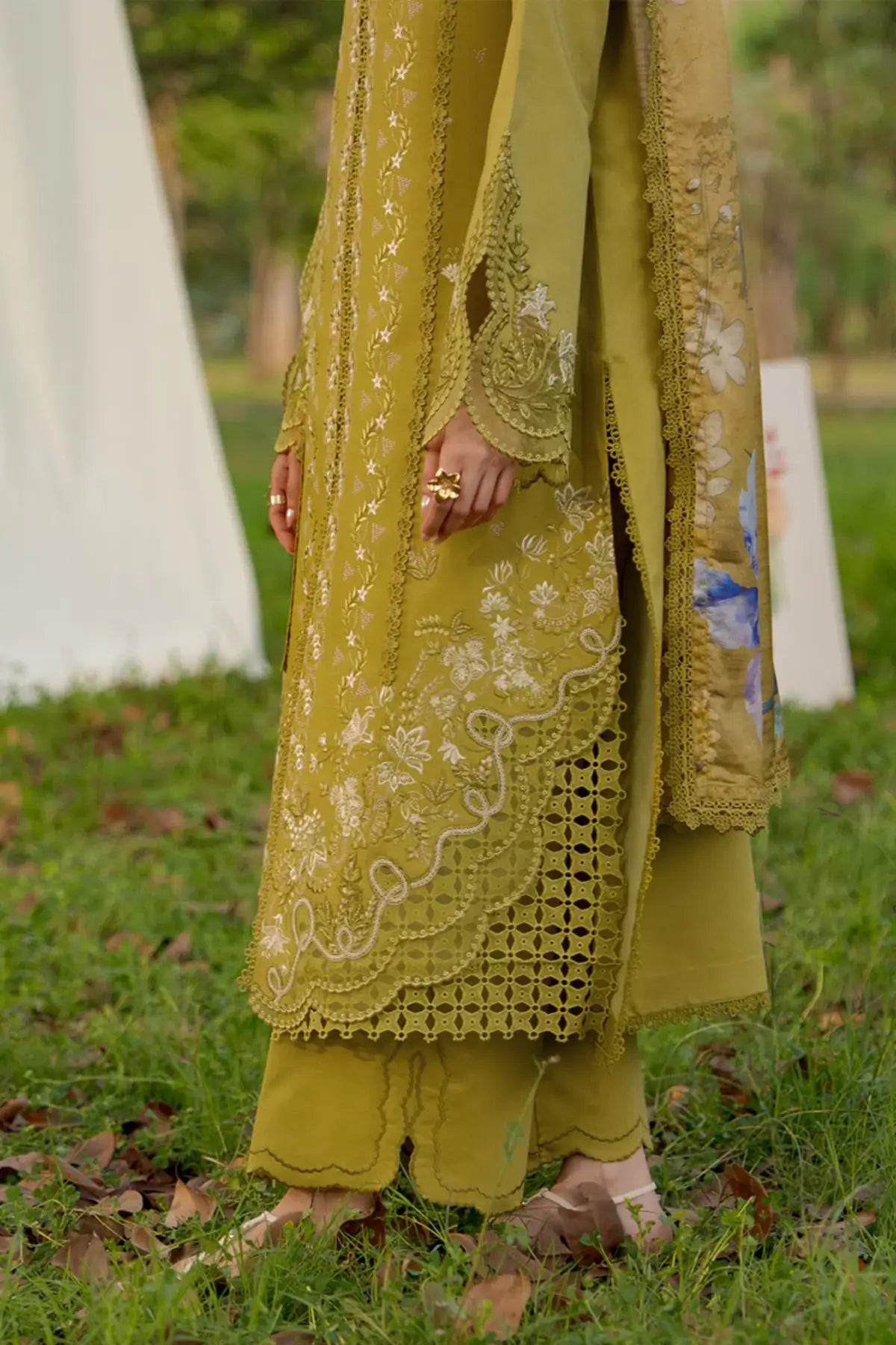 Olive Haya stitched lawn embroidered 3PC suit with dupatta Eid wear Rang Rasiya