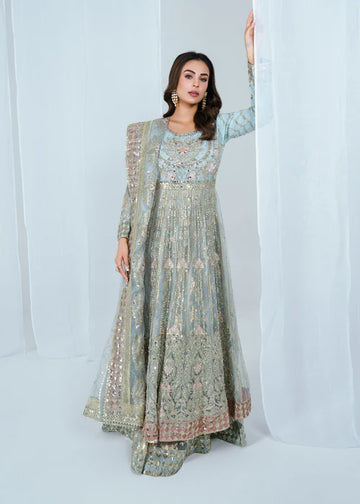 Hayat- Pakistani Ice Blue Maxi Outfit For Eid Wear