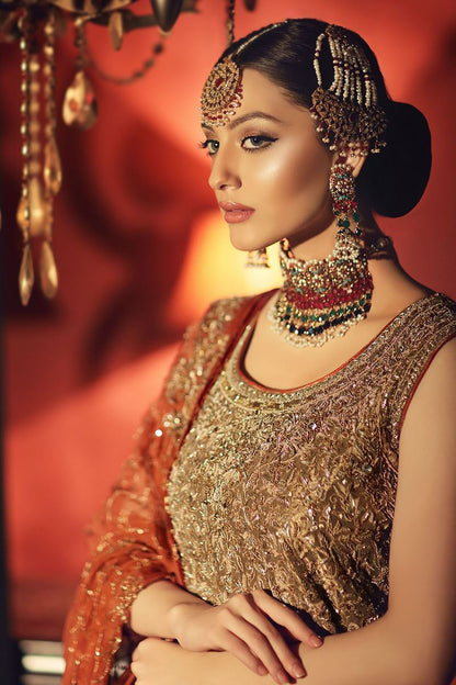 Heer Sultan-Red and Gold Bridal Gharara