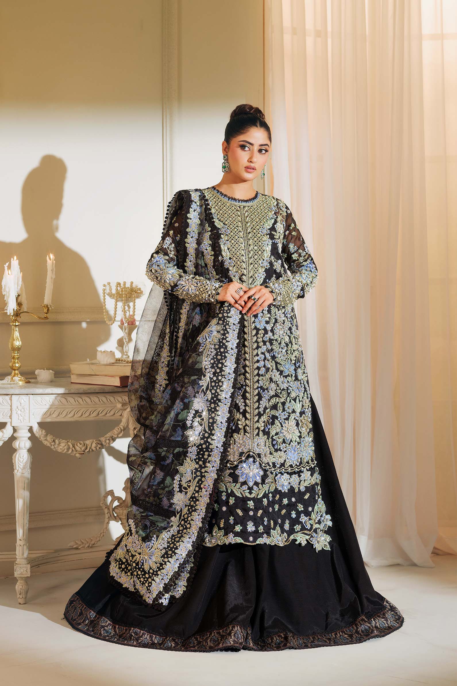 Hoor – Maryam Hussain Luxury Black Stitched Wedding Suit Online
