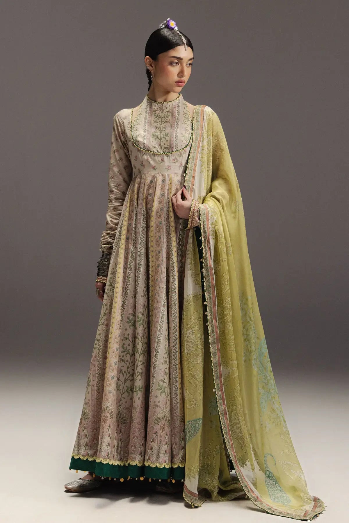 Zara Shahjahan Hoorain D8 ivory festive Anarkali stitched by Pakistanimoda