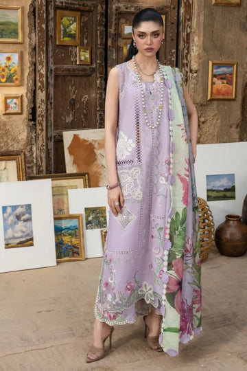 IRIS 1B lilac floral embroidered lawn suit by Saira Shakira with monar dupatta