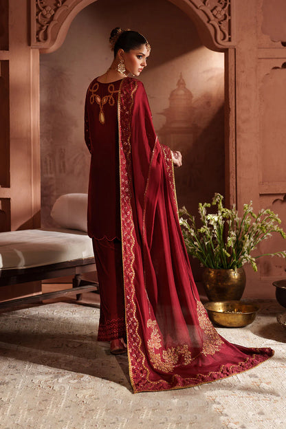Iznik IV-58 Raagni Red Velvet Embroidered Shalwar Kameez – Winter Bridal & Festive Wear Online at Pakistanimoda.com