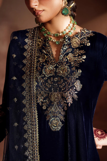 Iznik Raagni IV-66 Navy Blue Velvet Stitched Embroidered 3-Piece Suit for Wedding & Festive Wear – Shop Online Pakistanimoda.com