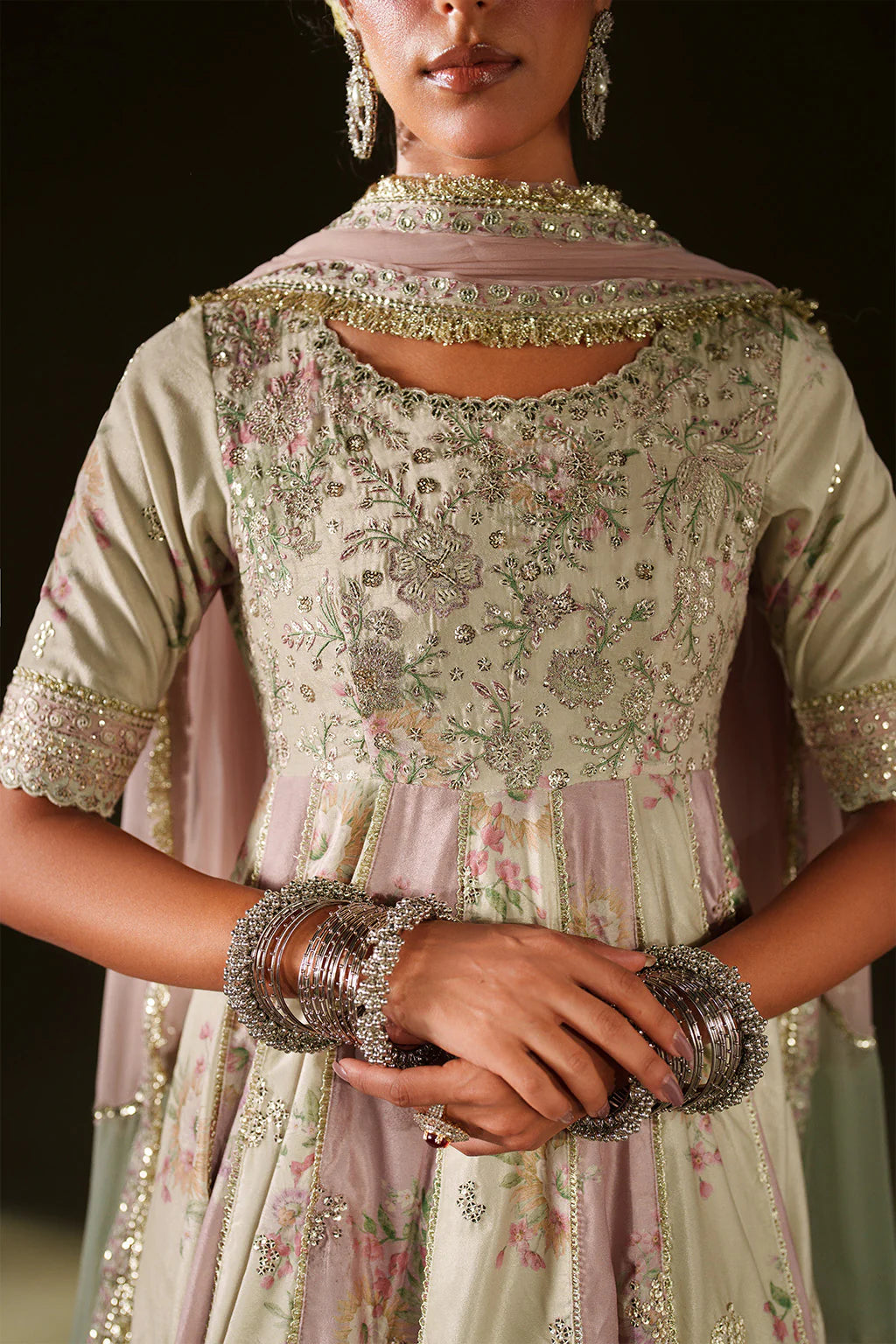 znik Velvet Edit II IV-77 Apple White & Pink Formal Embroidered Frock with chiffon dupatta – Pakistanimoda online collection 2025