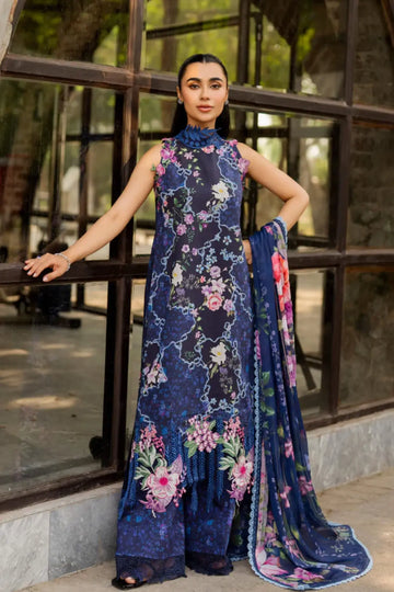 Indigo Craft MSSL-04 by Asifa & Nabeel navy stitched lawn 3PC from Meraki Summer 26