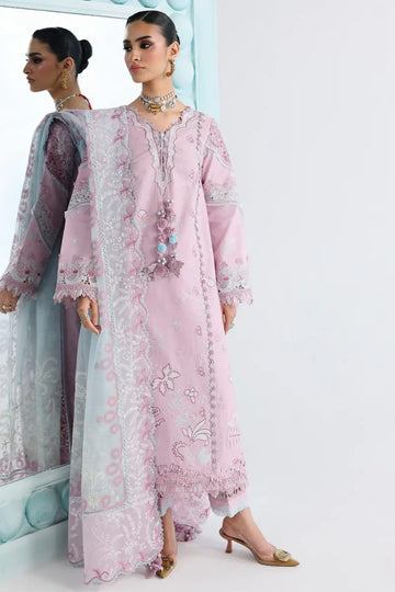 Isane QFL-02 – Pink Stitched Statement Lawn 3PC Suit | Qalamkar
