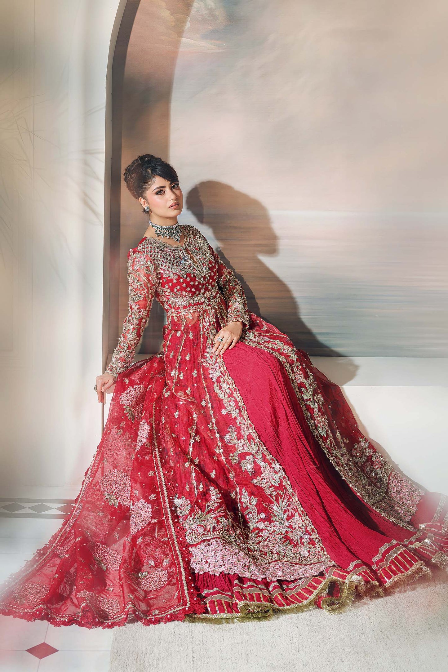 Ishq – Red Anarkali Lehenga Bridal Suit by Maryam Hussain 2025