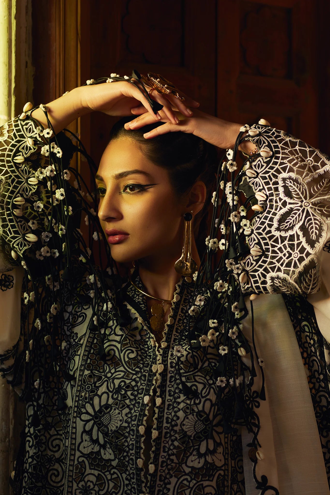 Isla 02-B- Monochrome Whimsy in Black & White Ensemble By- Elan