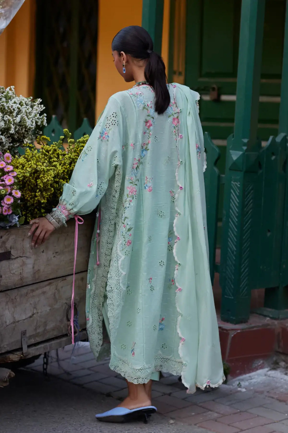 Zaha Jade Vine Reverie ZF26-12 stitched lawn 3PC suit with floral embroidery and voile dupatta