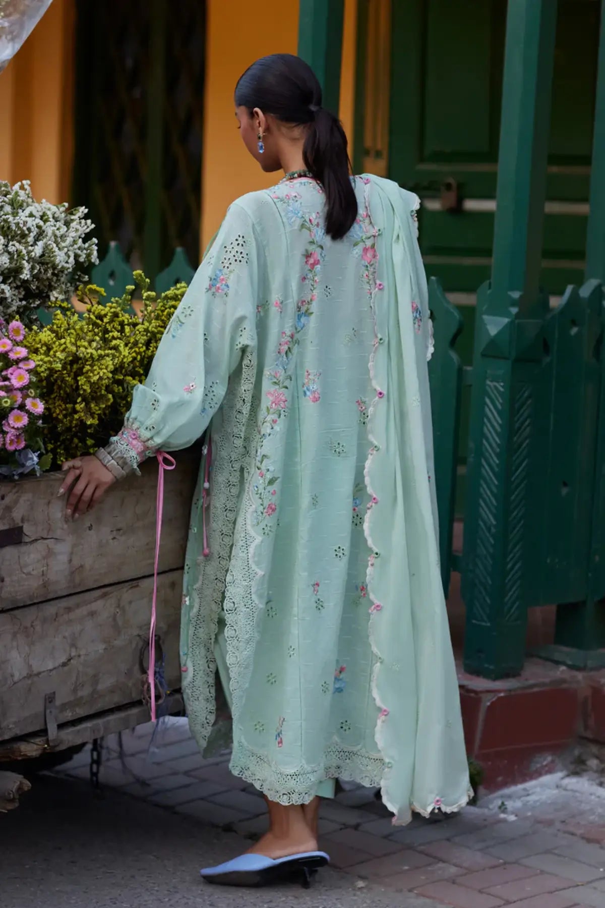 Zaha Jade Vine Reverie ZF26-12 stitched lawn 3PC suit with floral embroidery and voile dupatta